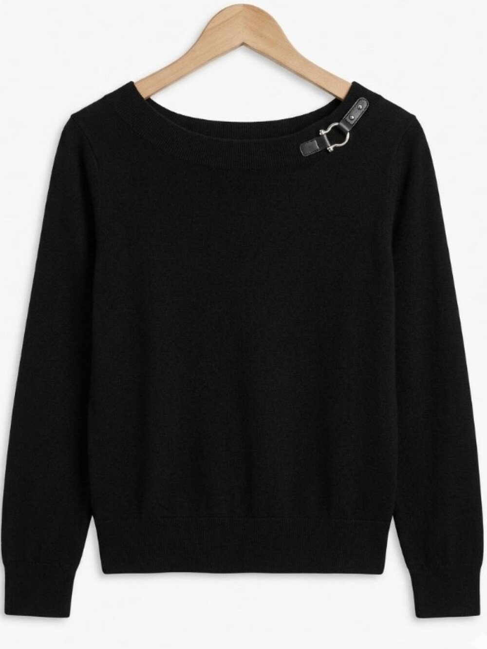 Ralph Lauren Boat Neck Classic 100% Cotton Sweater with Buckle Detail